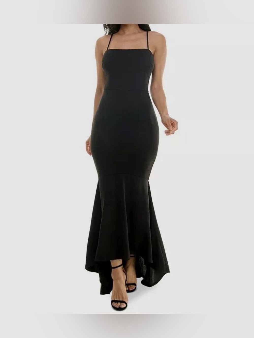 Emerald Sundae Black Spaghetti Strap High-Low Mermaid Maxi Dress Size 4